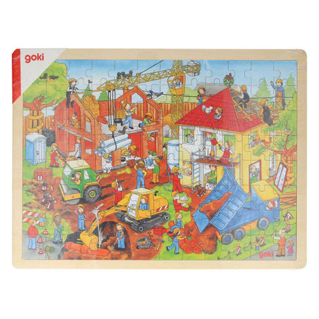 Goki houten legpuzzel - bouwplaats, 96st.