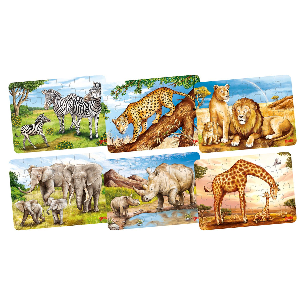 Goki houten mini puzzel wilde dieren