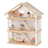 Goki houten poppenhuis modern living met 3 verdiepingen