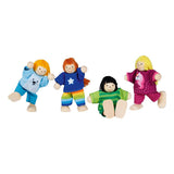 Goki houten poppenhuis poppen flexibel kinderen, 4st.