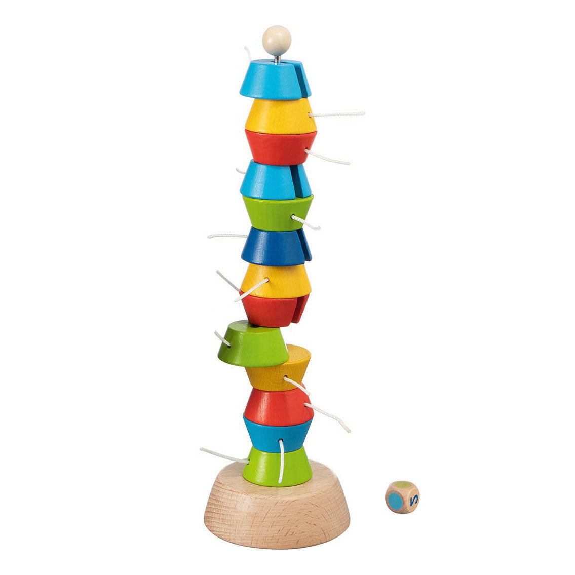 Goki stapeltoren tugie h30cm, 15 blokjes, hout en metaal, 4+