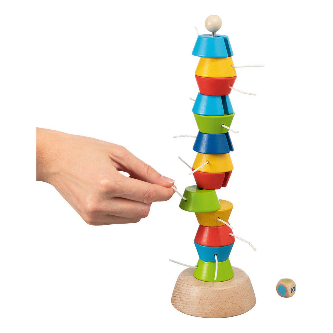 Goki stapeltoren tugie h30cm, 15 blokjes, hout en metaal, 4+