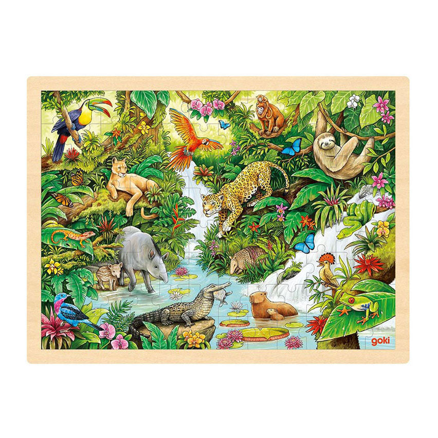 Goki houten legpuzzel in de jungle, 96st.