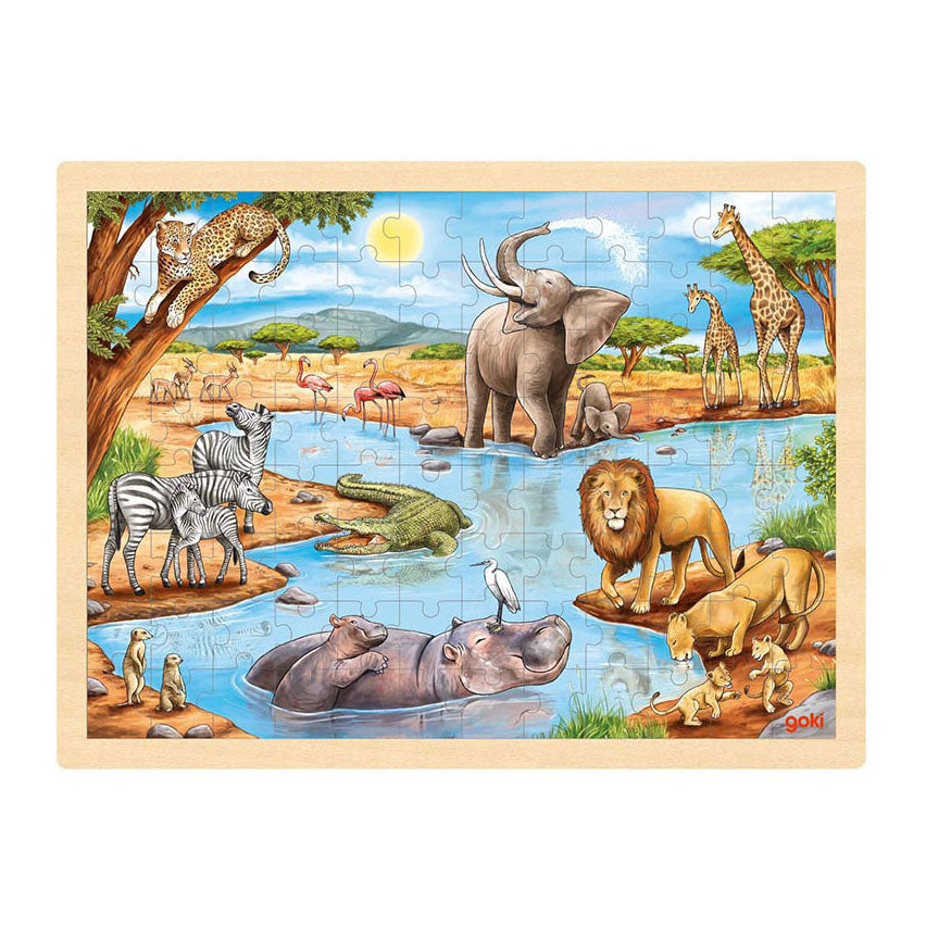 Goki houten legpuzzel afrikaanse savanne, 96st.