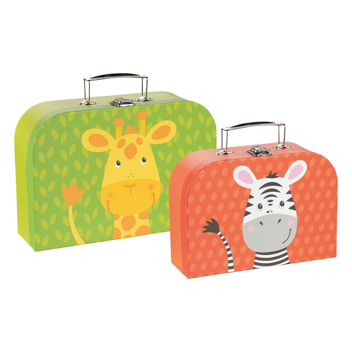 Goki Kinder Koffer Set Giraffe en Zebra, 2st.