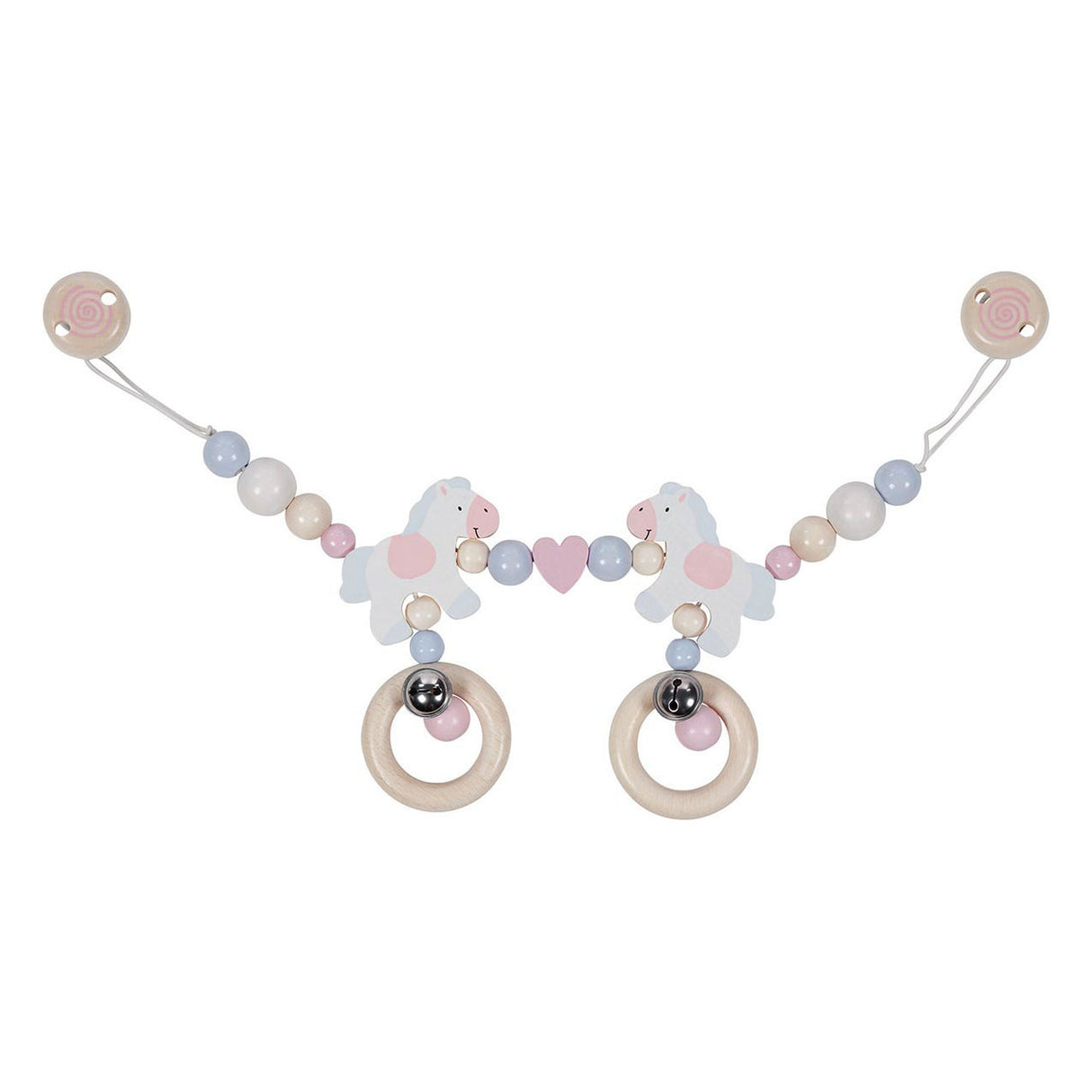 Goki houten wandelwagenketting paard met clips