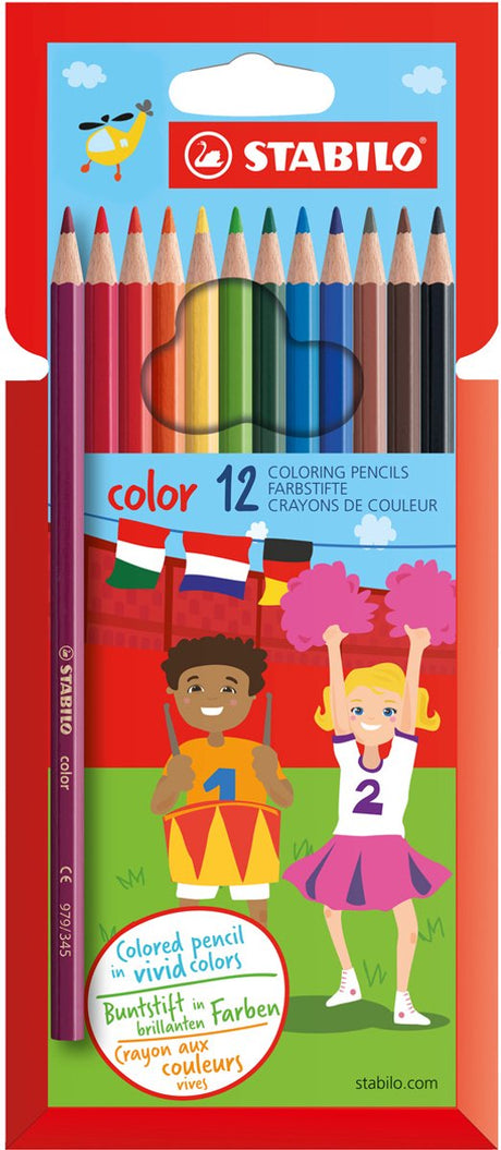 Stabilo color - kleurpotloden - intense kleuren en makkelijke kleurafgifte - etui met 12 kleuren