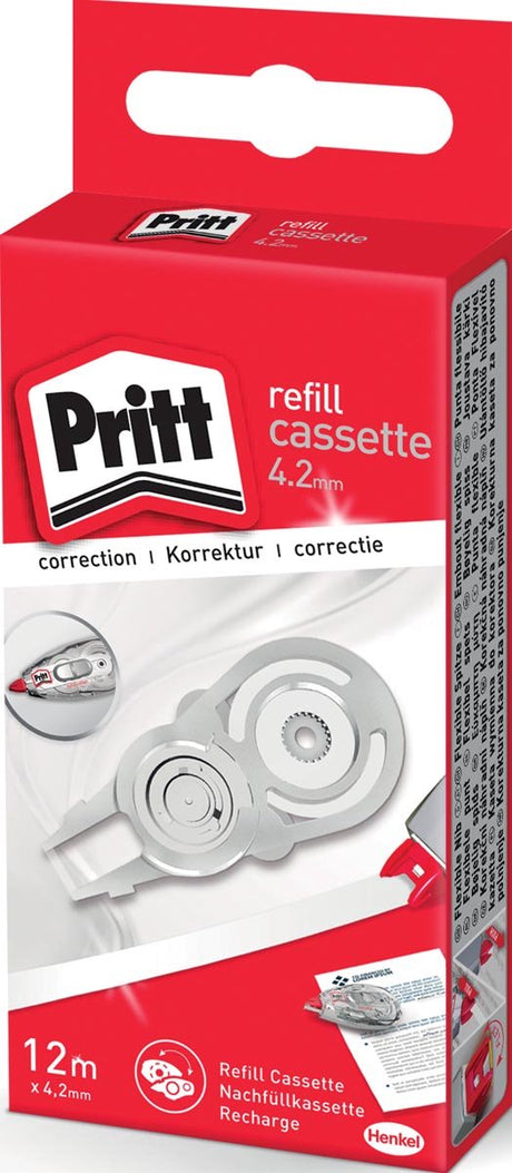 Pritt navulcassette correctieroller flex 4.2mm x 12m – refill correctietape – direct overschrijfbaar nauwkeurig corrigeren