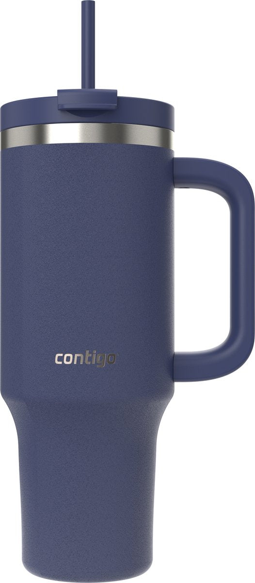 Contigo tumbler streeterville 1,2 liter met handvat | roestvrijstalen vacuüm geïsoleerde waterfles met rietje en deksel | koud voor 29 uur | reisbeker | thermosfles | bpa-vrij | indigo