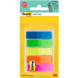 Post-it index translucent | ft 11 | 9 x 43 | 2 mm | houder met 20 tabs in 5 verschillende kleuren