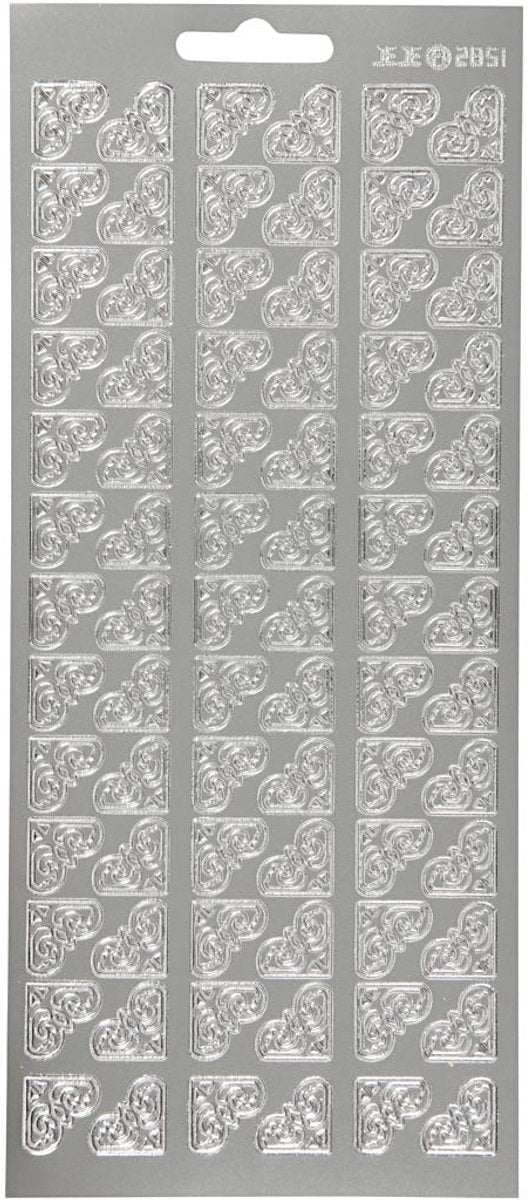 Creativ company stickers zilver - hoeken stickervel - zelfklevende decoratieve stickers - diy kaarten maken scrapbooking versiering - 10x23 cm