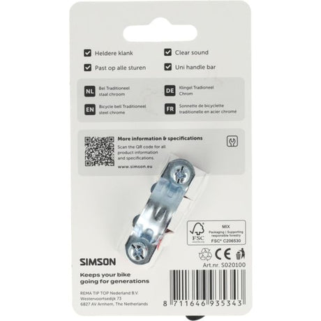 Simson bel traditioneel chroom staal
