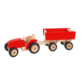 Goki houten tractor met aanhanger