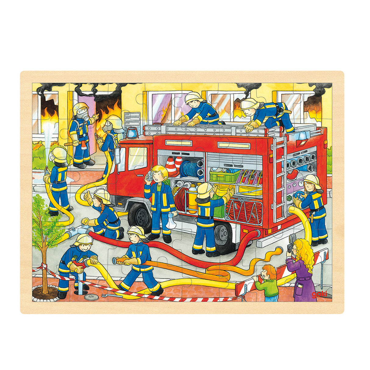 Goki houten legpuzzel brandweer, 48st.