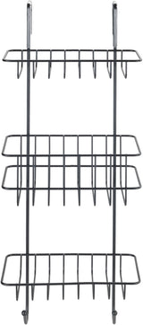 Wenko doucherek revigo 3-laags zwart staal 19x57cm - zonder boren - doucherekje hangend - douchemand - douchecaddy ophangbaar