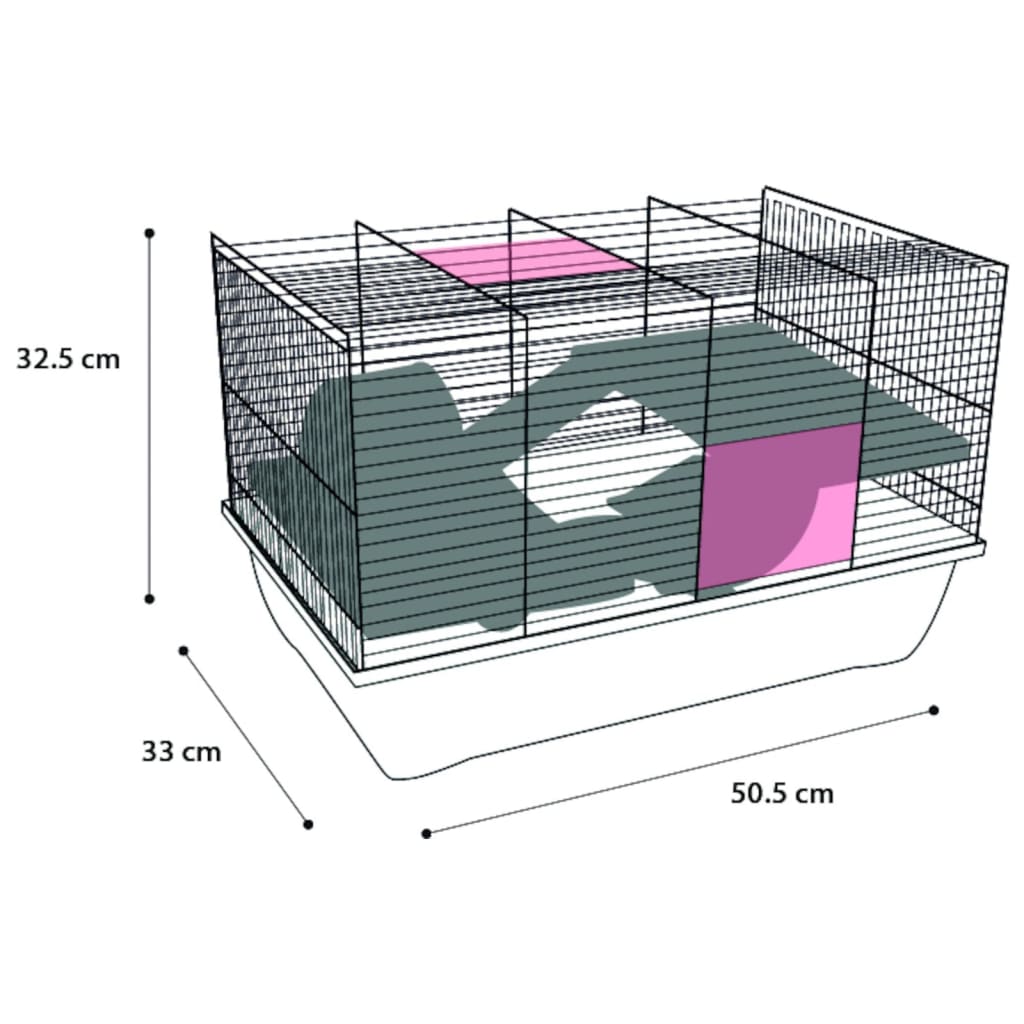 FLAMINGO FLAMINGO Hamsterkooi Jaro 2 50,5x33x32,5 cm zwart en blauw