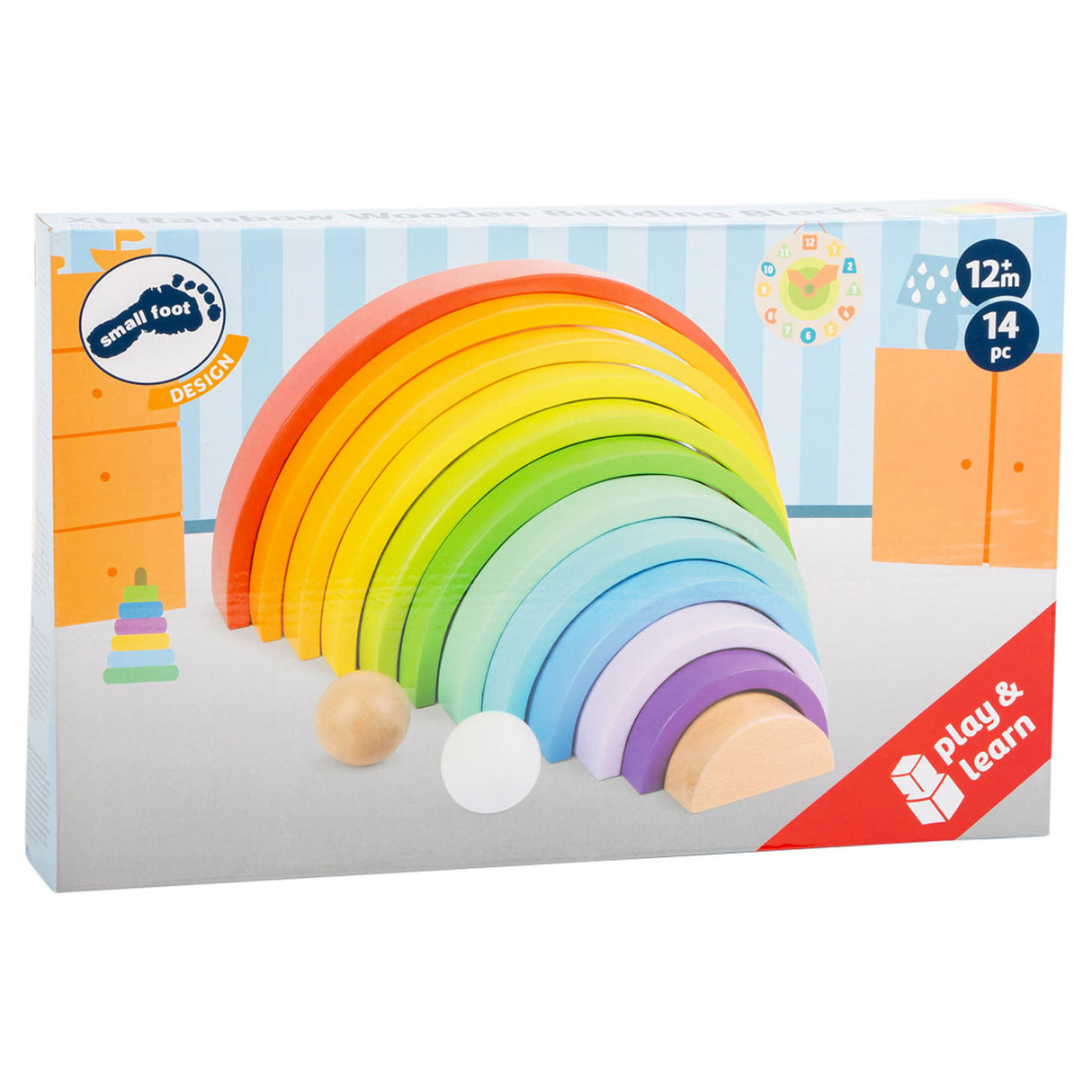 Small Foot Houten Bouwblokken Regenboog XL, 14dlg.