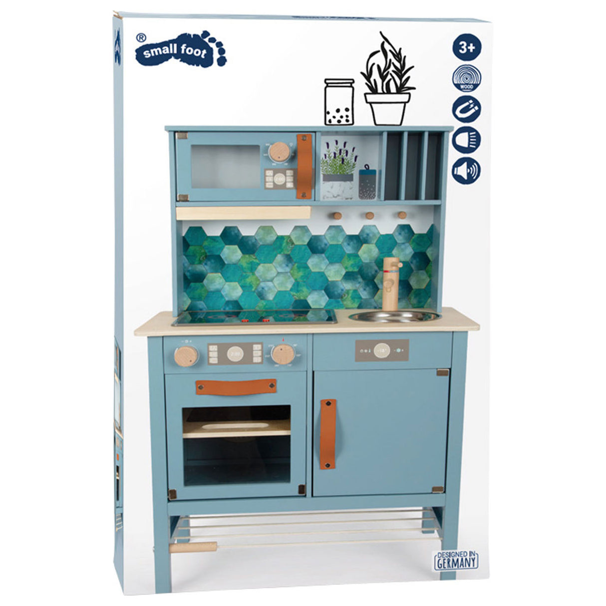 Small Foot Houten Kinderkeuken Blauw, 7dlg.