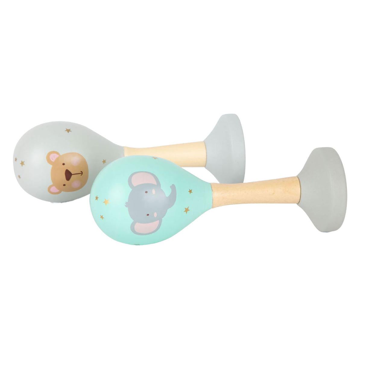 Small Foot Houten Baby Rammelaar Maracas Dier, Set van 2