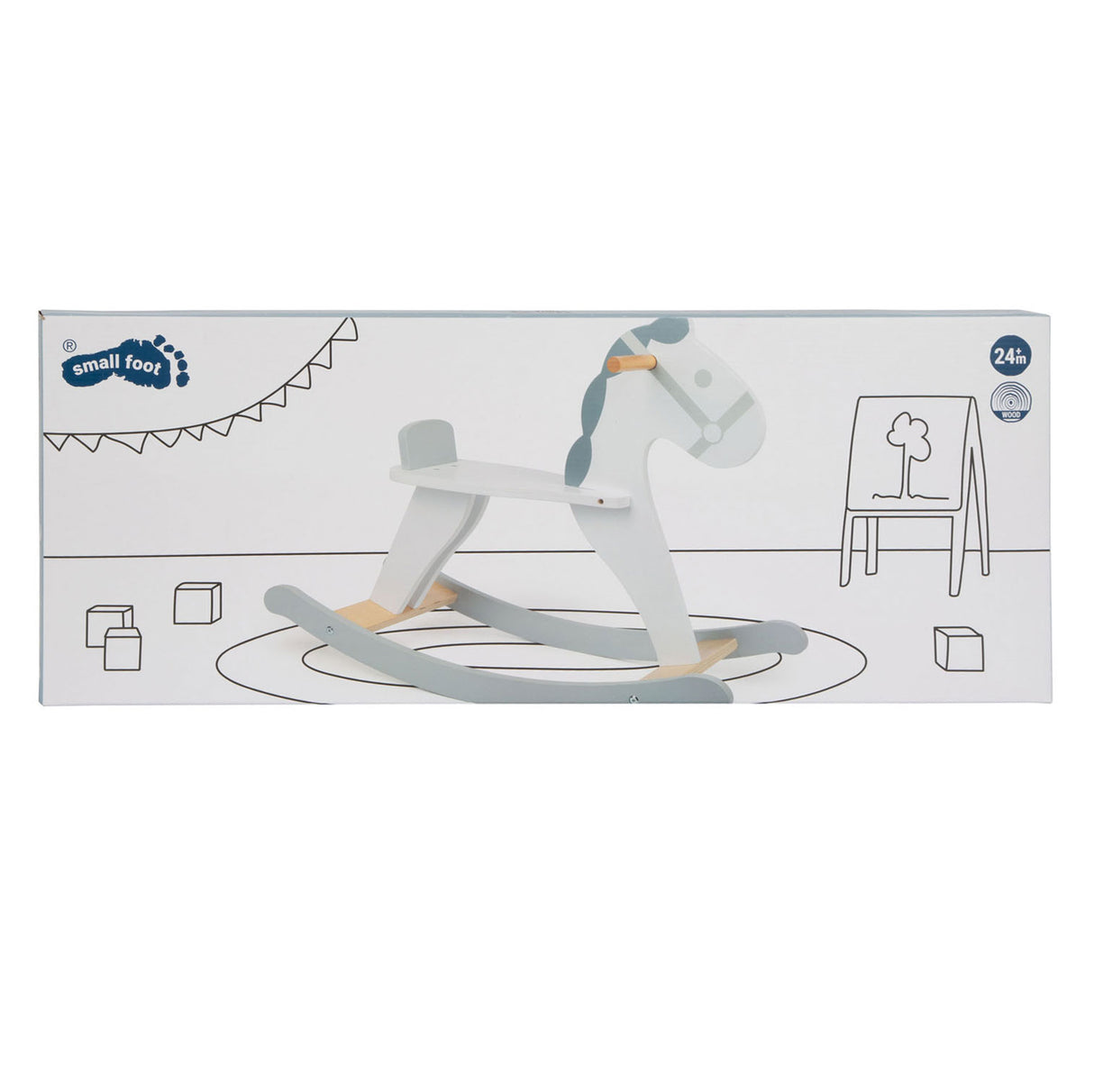 Small foot - houten schommelpaard skandi wit