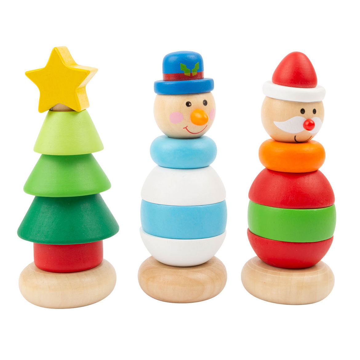 Small Foot Houten Stapeltoren Kerstfiguur, per stuk