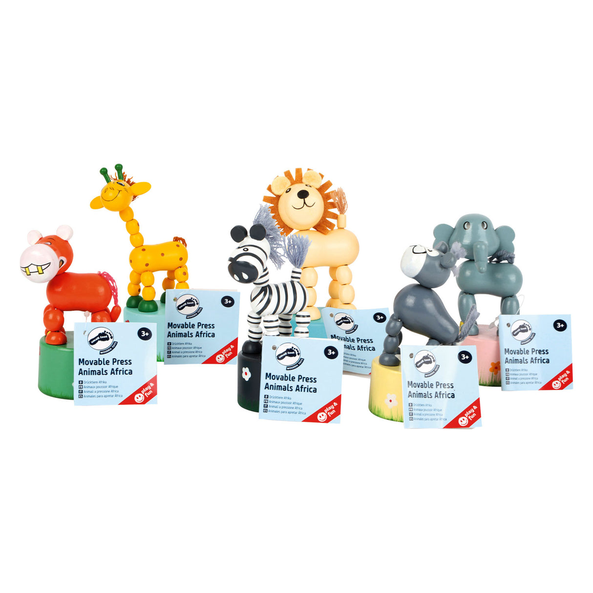 Small Foot Houten Drukfiguur Wilde Dieren, Set van 6