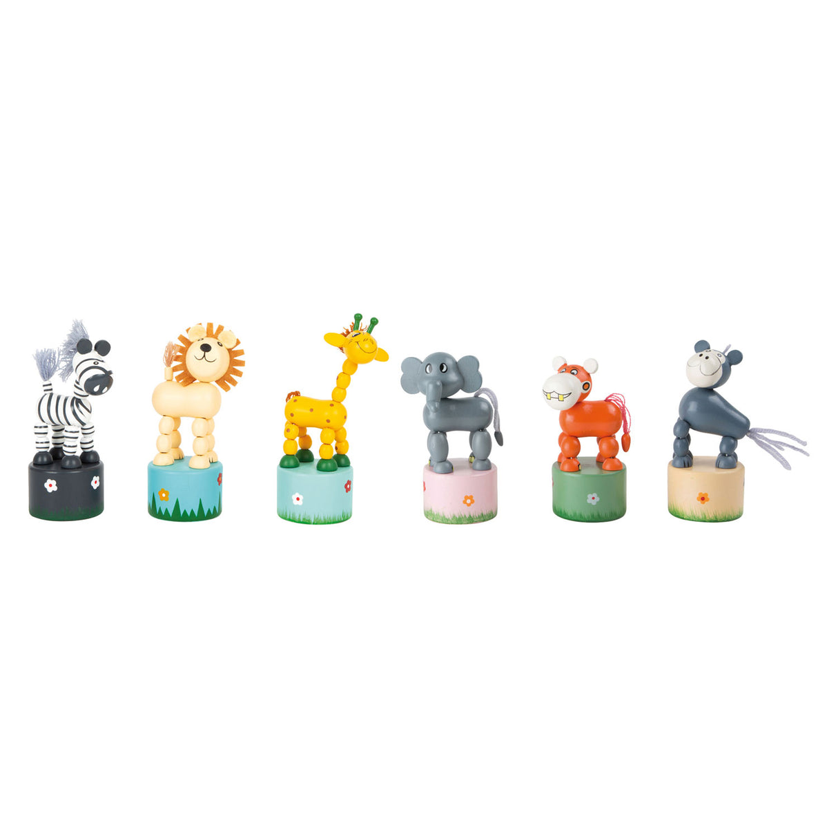 Small Foot Houten Drukfiguur Wilde Dieren, Set van 6