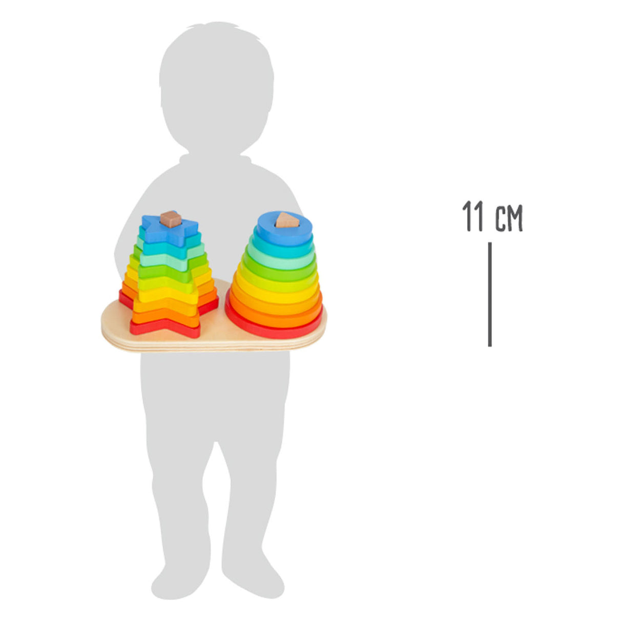 Small Foot Houten Stapeltoren Regenboog Cirkel en Ster, 19dlg.