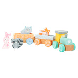 Small Foot Houten Trein met Bosdieren Pastel, 9dlg.