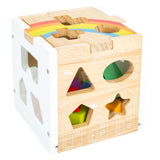 Small foot - houten vormenstoof kubus regenboog,