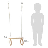 Small foot houten trapeze met gymnastiekringen, 100cm