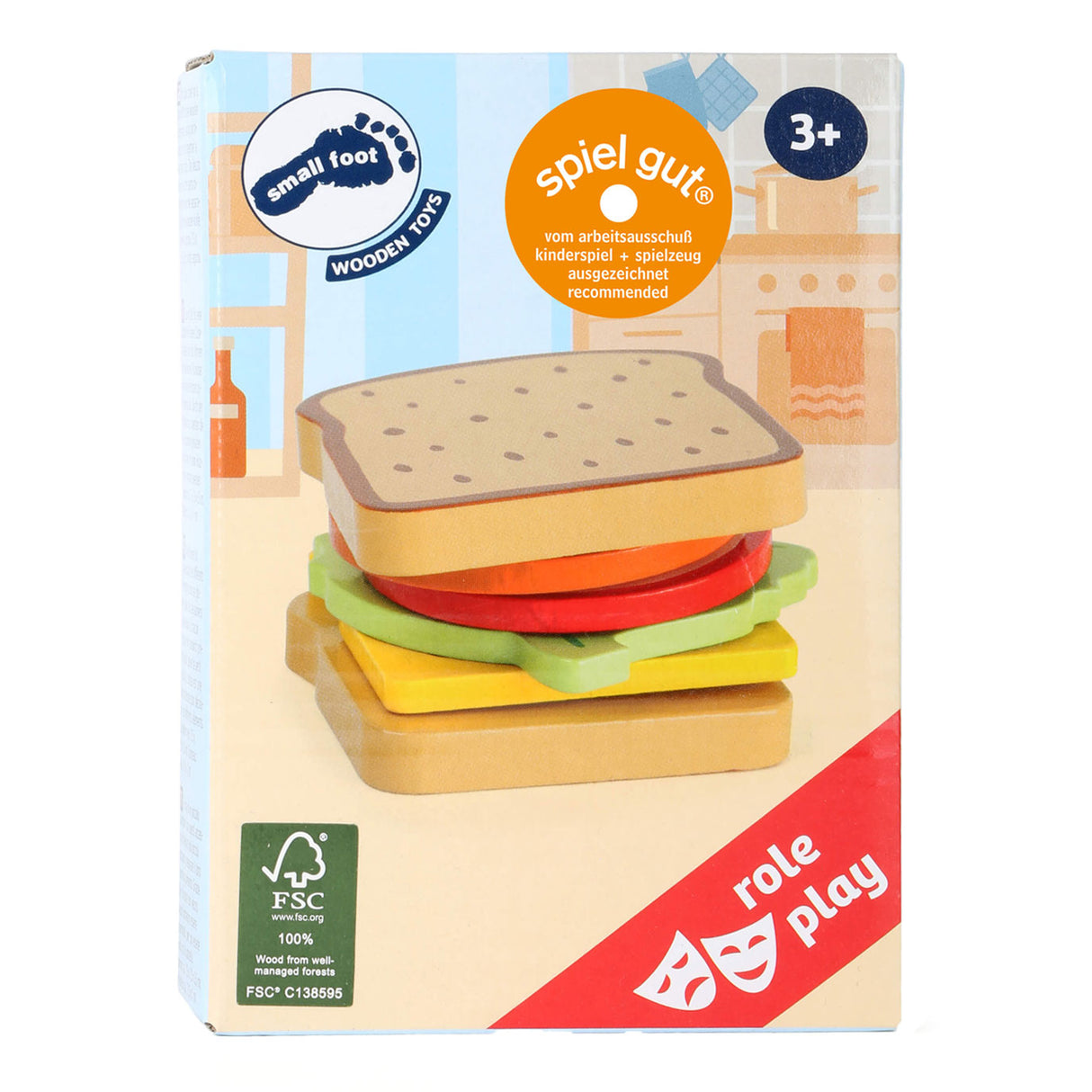 Small Foot Houten Speeleten Sandwich met Bestek, 7dlg.