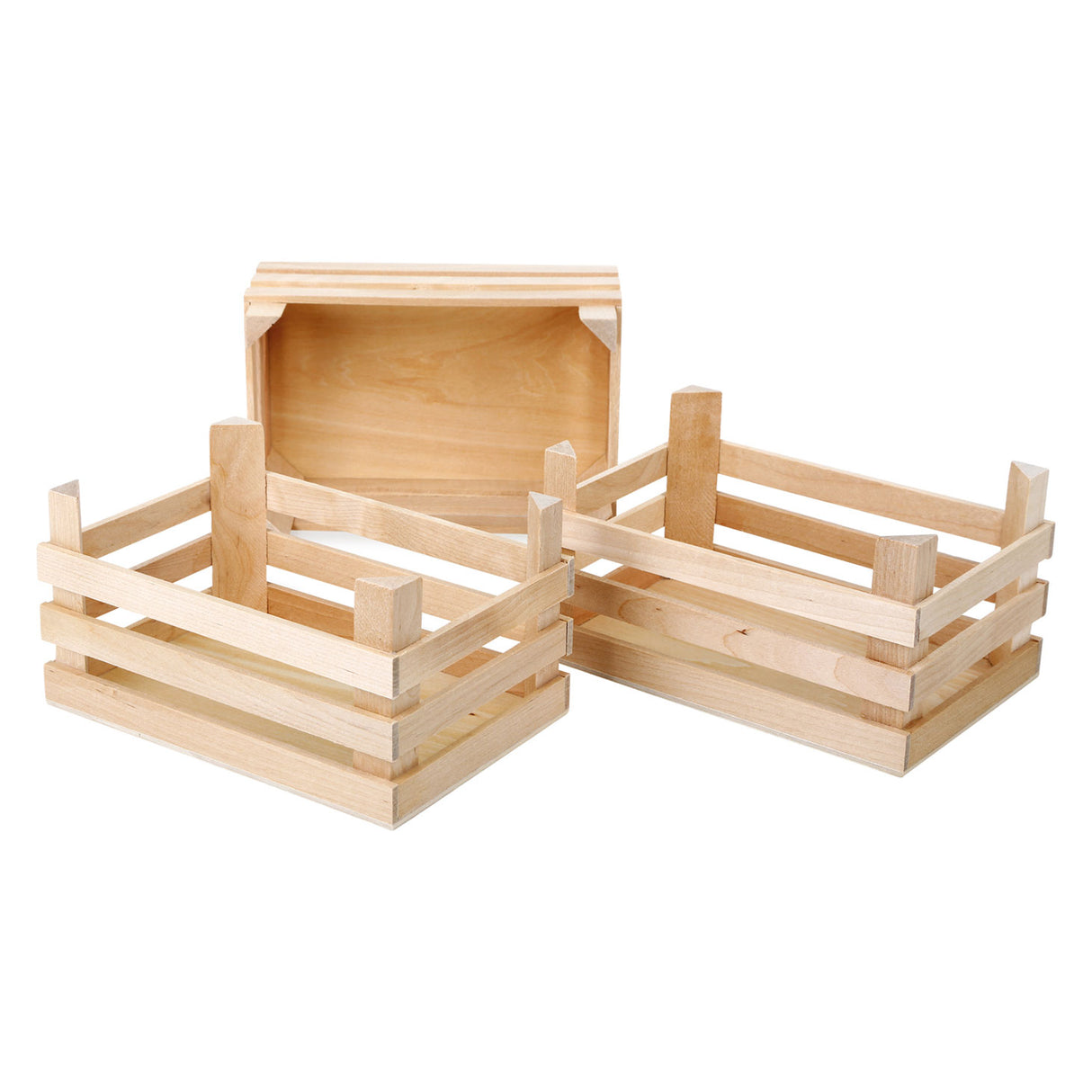 Small Foot Houten Kratjes Groot 18x12x9,5cm, Set van 3