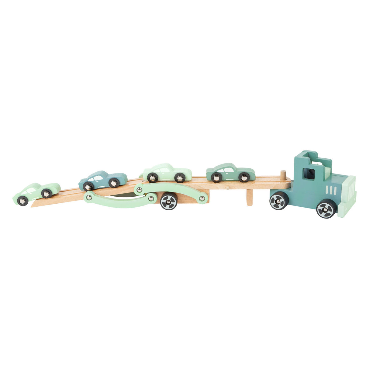 Small foot - houten vrachtwagen transporter chicago met auto's, 9dlg.