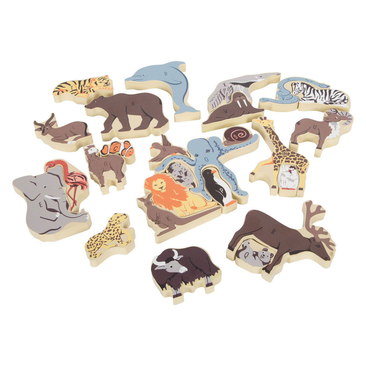 Small Foot Houten Letter en Vormenpuzzel Dieren, 26st.