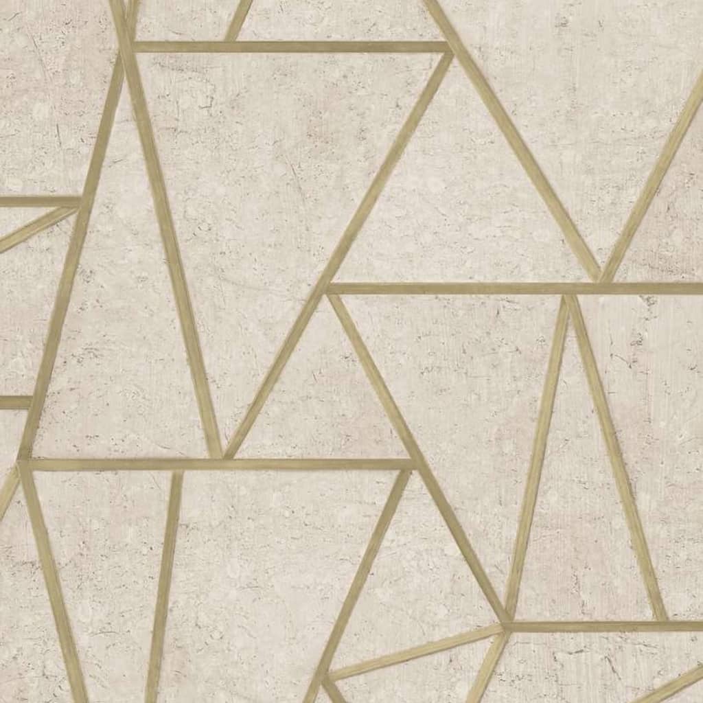 DUTCH WALLCOVERINGS DUTCH WALLCOVERINGS Behang driehoeken beige en goud