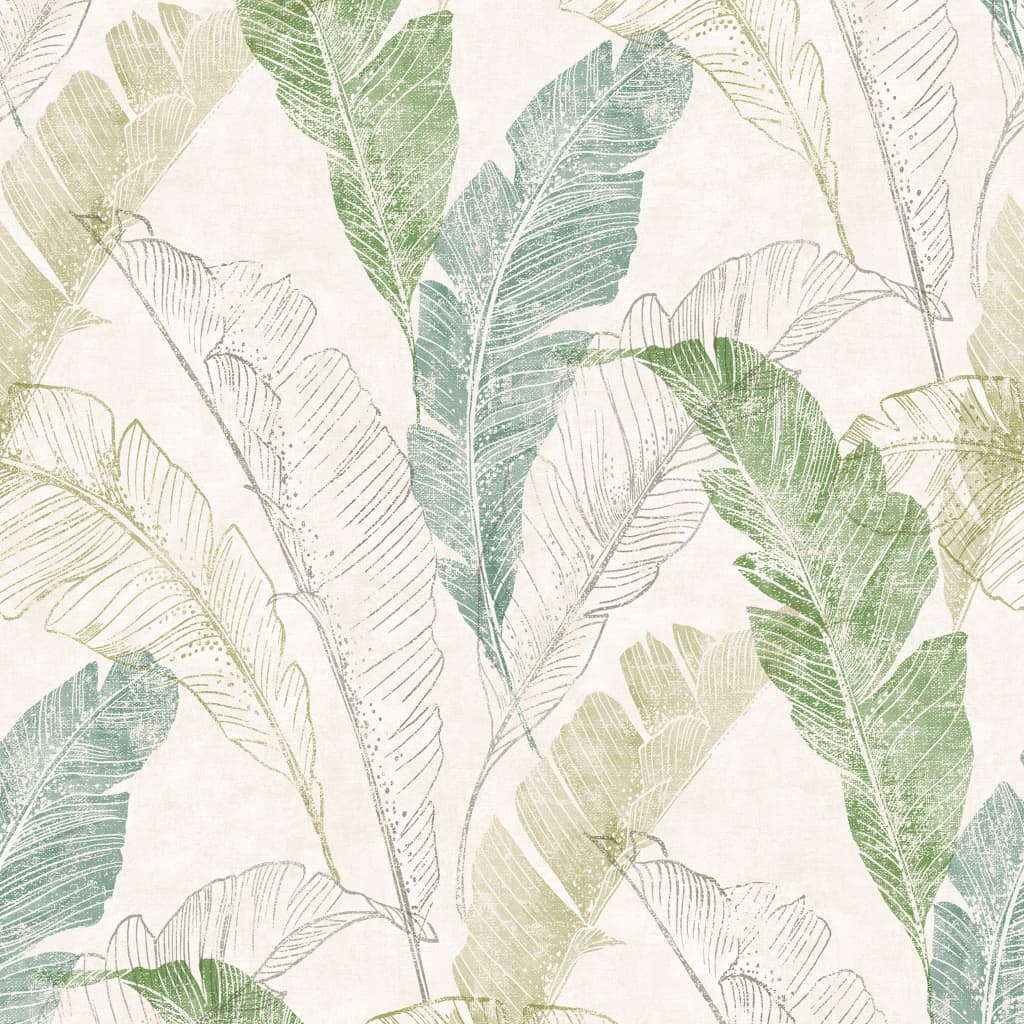 Dutch wallcoverings dutch wallcoverings behang tropical leaf grijs en groen