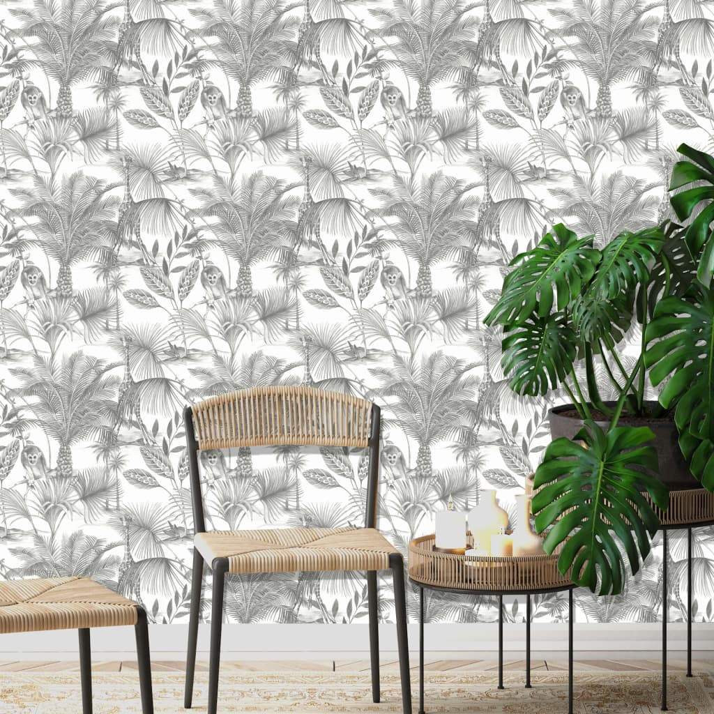 DUTCH WALLCOVERINGS DUTCH WALLCOVERINGS Behang Kidatu grijs en wit