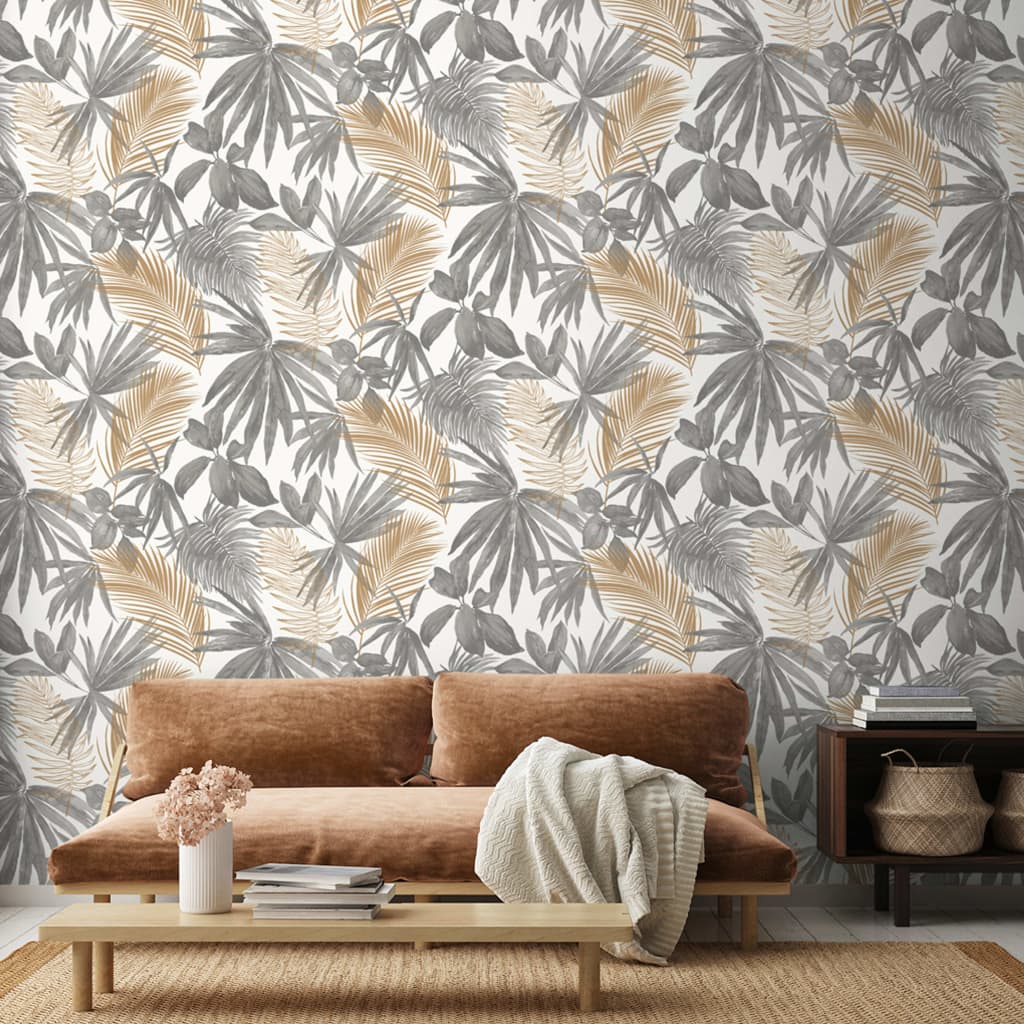 Dutch wallcoverings dutch wallcoverings behang wild palms grijs en beige