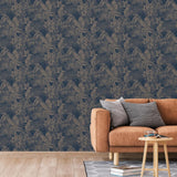 Dutch wallcoverings dutch wallcoverings behang joelle zilverkleurig en blauw