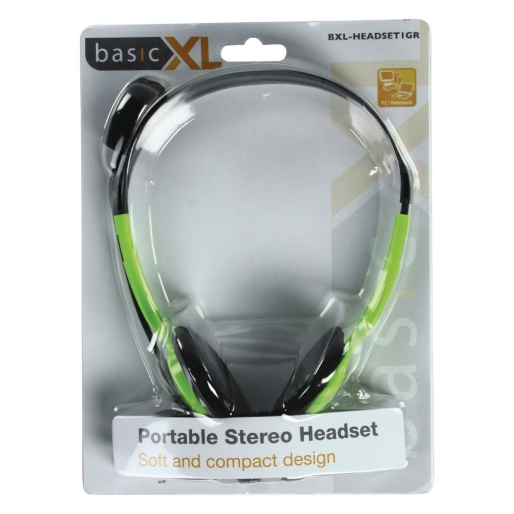 Basicxl basicxl bxl-headset1 stereo headset groen zwart