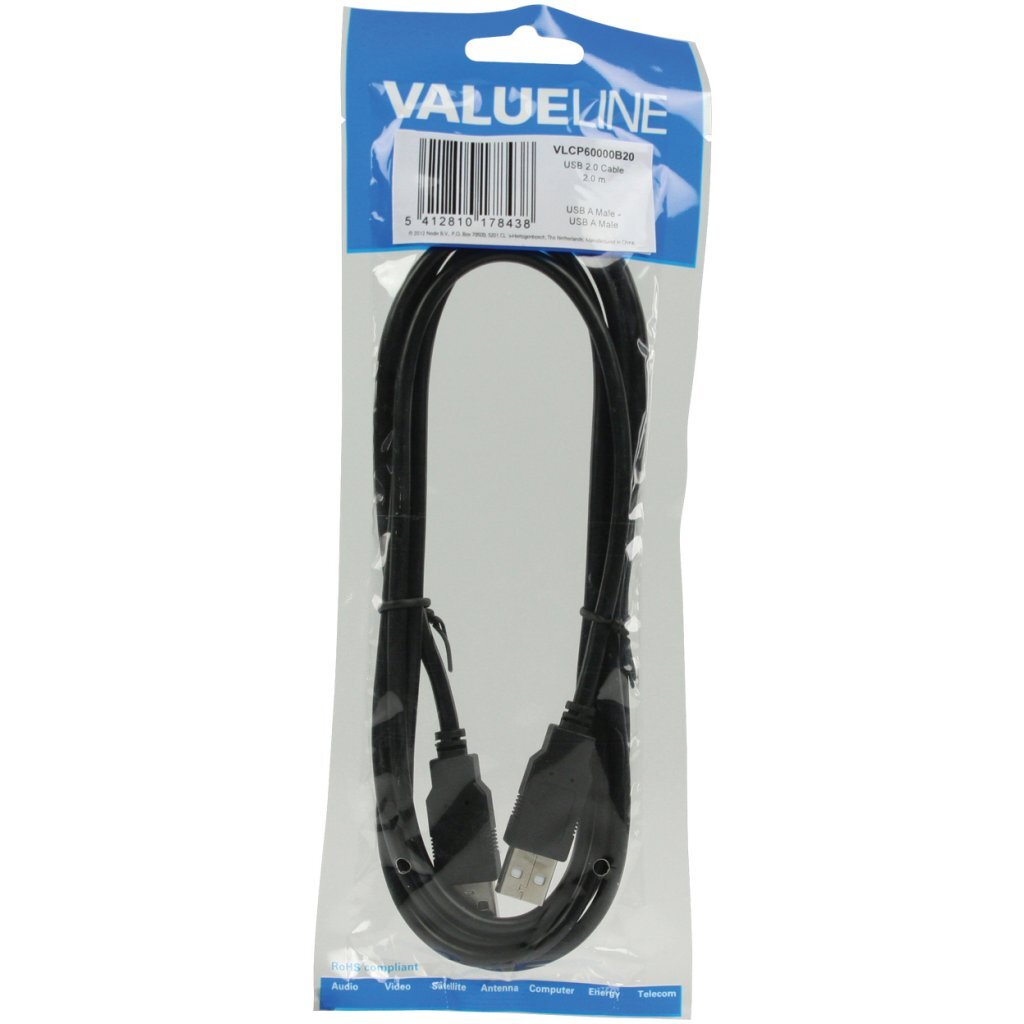 Valueline Valueline USB 2.0 Kabel 2 m Zwart