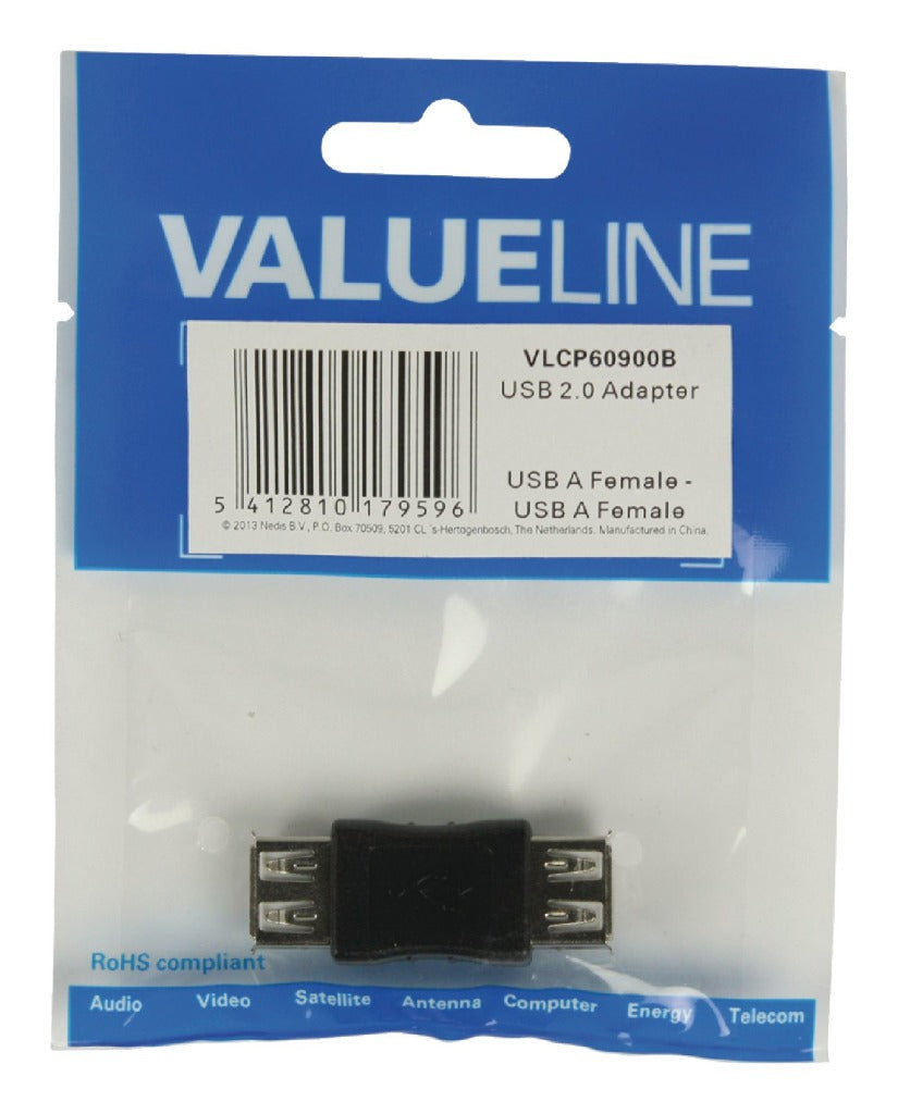 Valueline Valueline Vlcp60900b Usb 2.0 Usb A Vrouwelijk Usb A Vrouwelijk Adapter Zwart