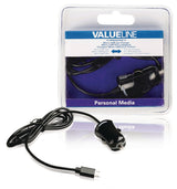 Valueline Valueline VLMB60890B10 Micro-usb-autolader Micro Usb Male 12v Autoaansluiting 1,00 M Zwart 2.1a