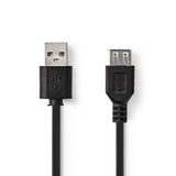 Nedis ccgt60010bk10 kabel usb 2.0 a male - usb a female 1,0 m zwart