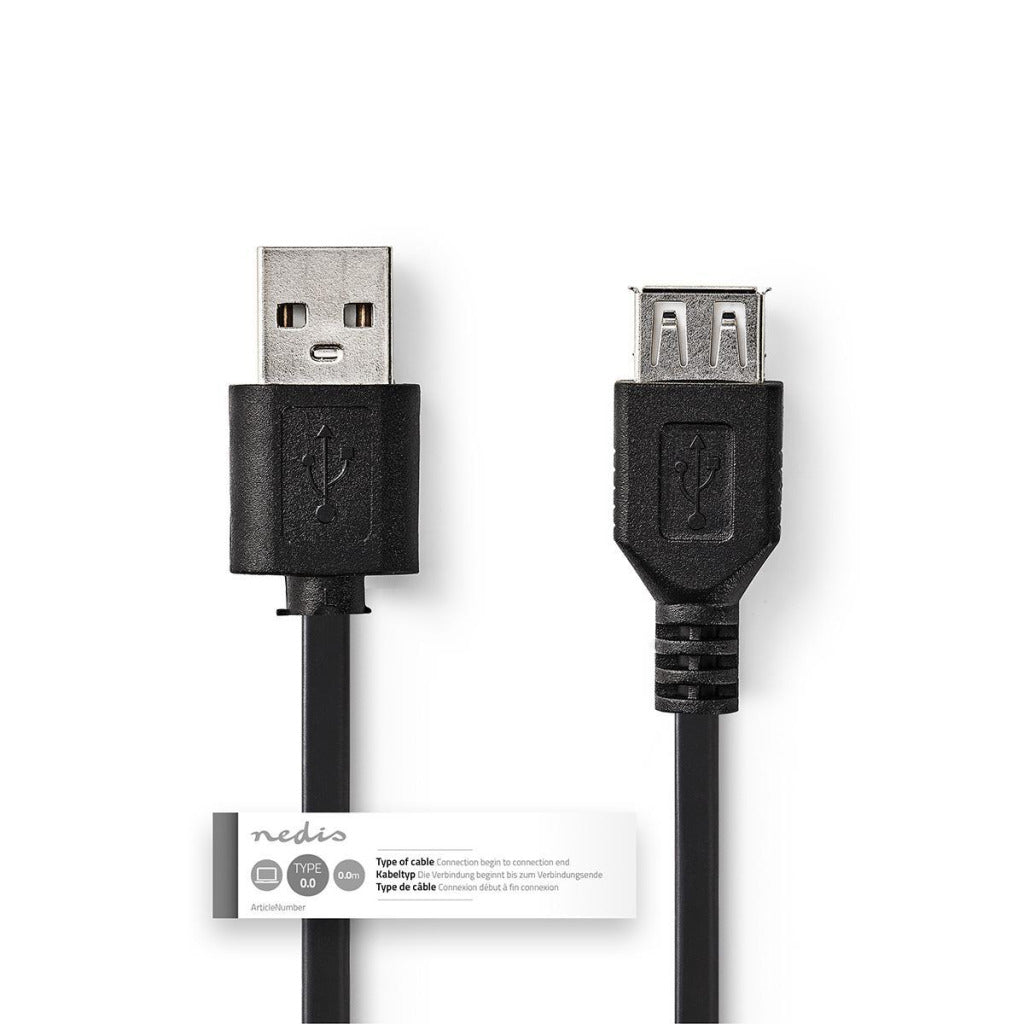 Nedis ccgt60010bk10 kabel usb 2.0 a male - usb a female 1,0 m zwart