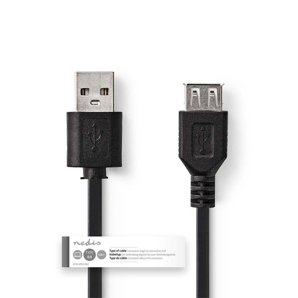 Nedis ccgt60010bk30 kabel usb 2.0 a male - usb a female 3,0 m zwart