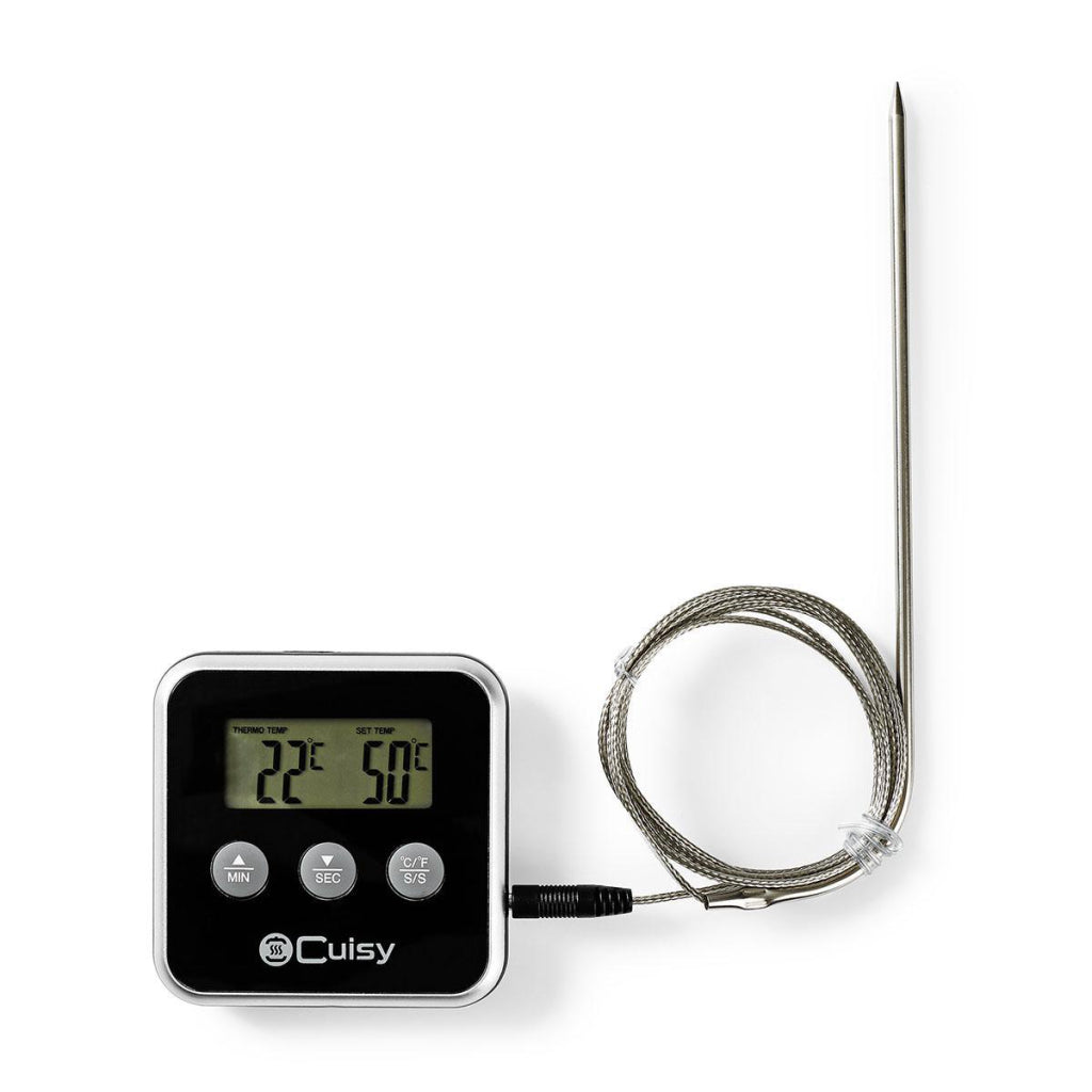 Nedis kath105bk vleesthermometer 0 - 250 deg;c digitaal display timer