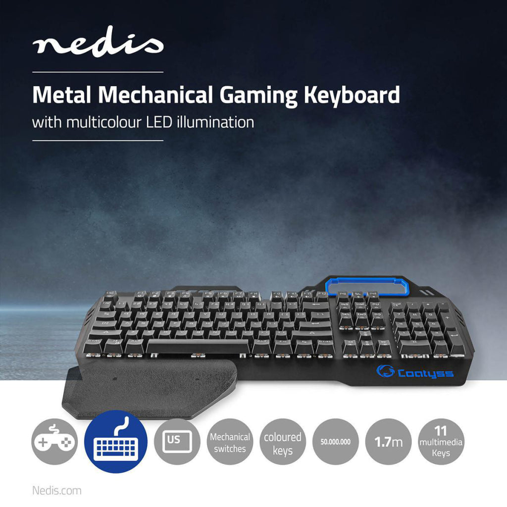 Nedis gkbd400bkus mechanisch gamingtoetsenbord rgb-verlichting us internationaal metalen design