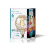 Nedis wifilt10gdg125 wi-fi warm tot koel wit led filamentlampgedraaid e27 g125 5,5 w 350 lm